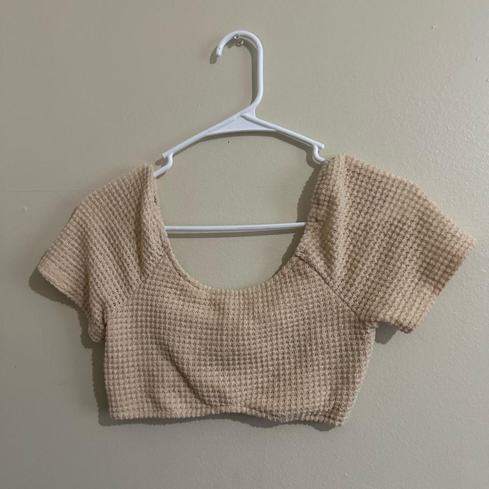 SHEIN Beige Textured Crop Top